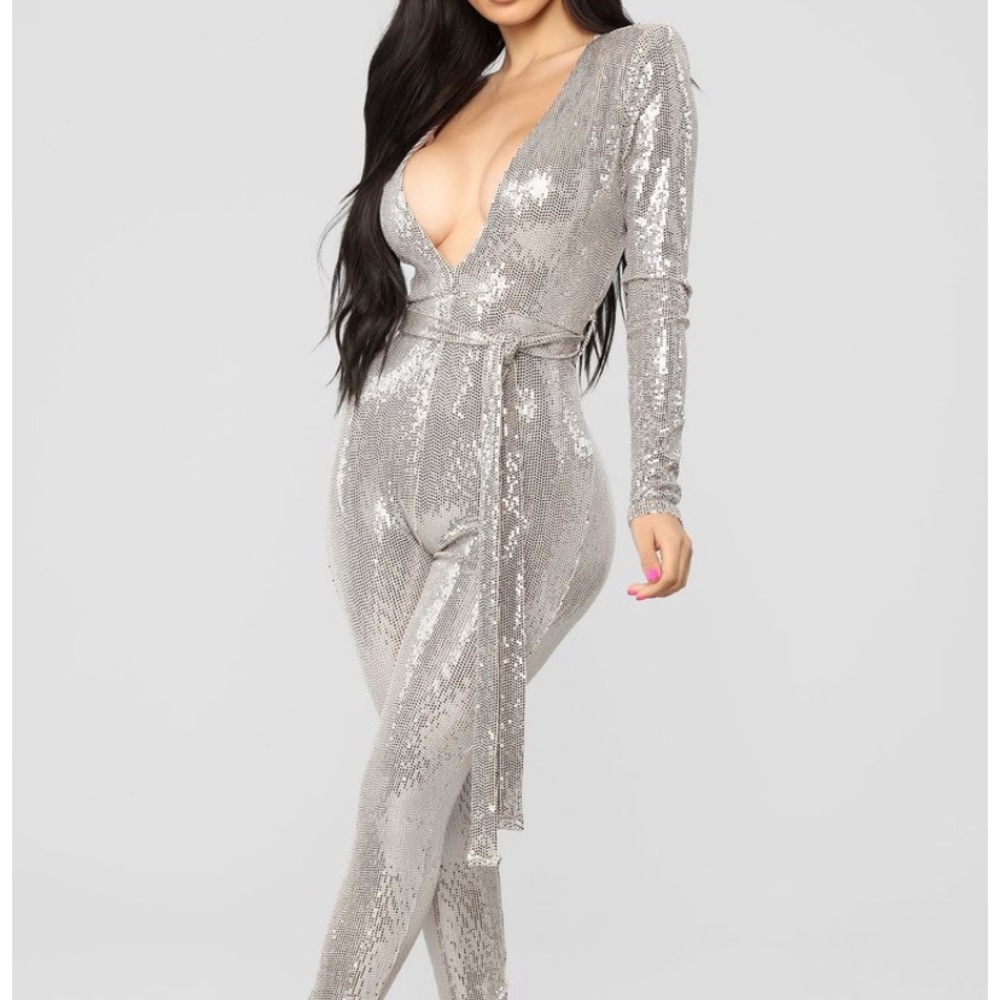 Sequin Jumpsuit - Nude